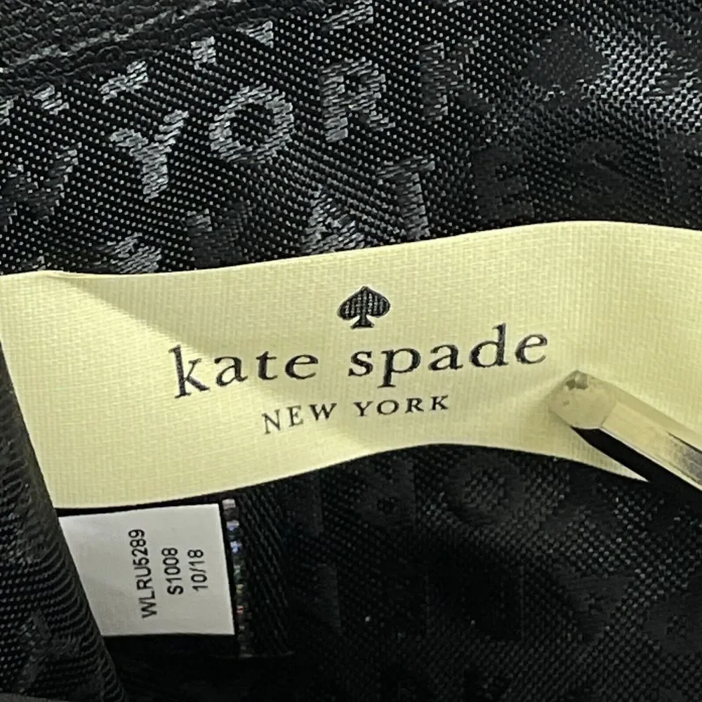 Kate Spade Wallet 7.5x4 Black Leather Zippered Card Holder Change Pouch - Picture 8 of 11